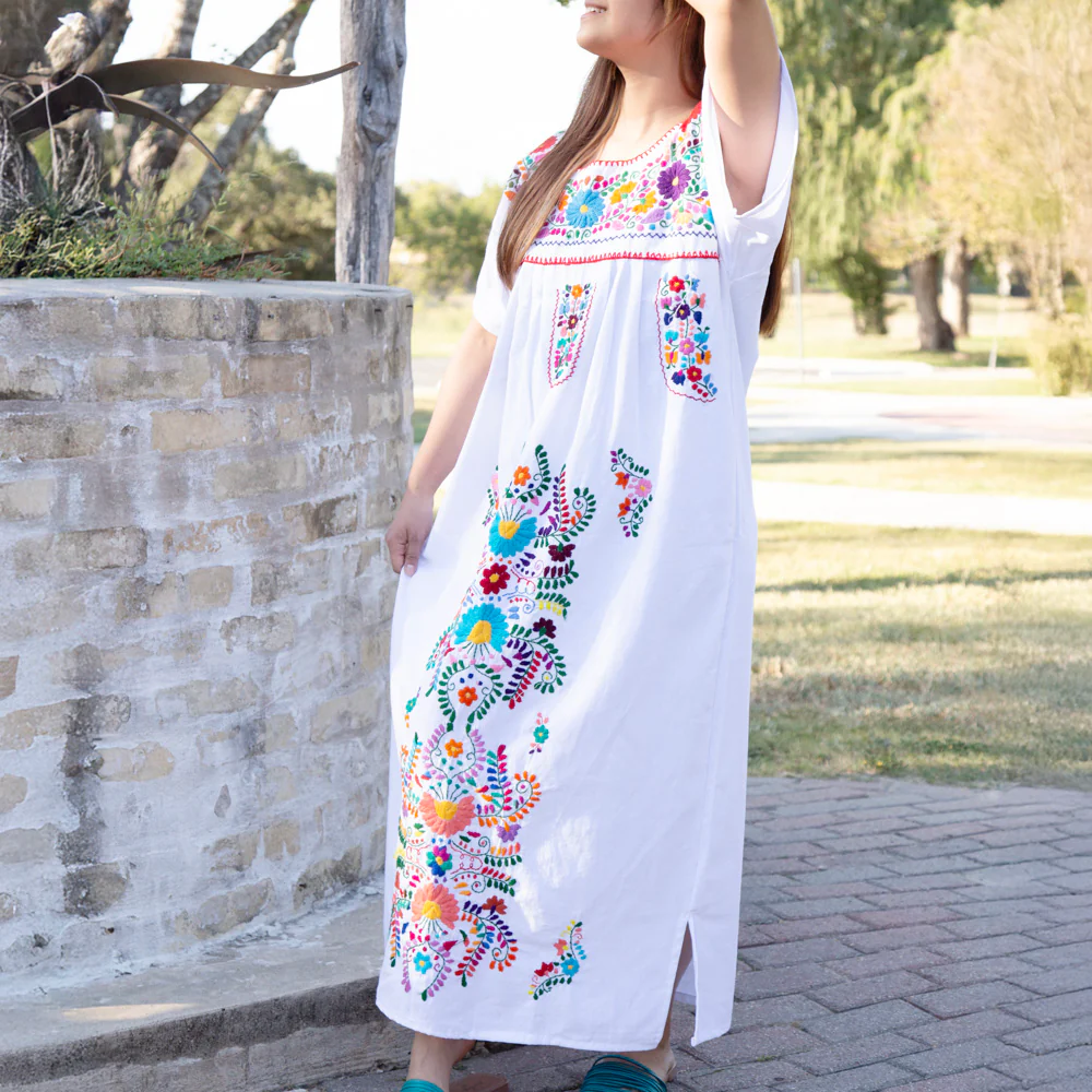 Chilac Floral Embroidered Mexican Long Dress - Image 33