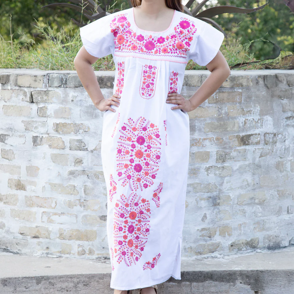 Chilac Floral Embroidered Mexican Long Dress - Image 37