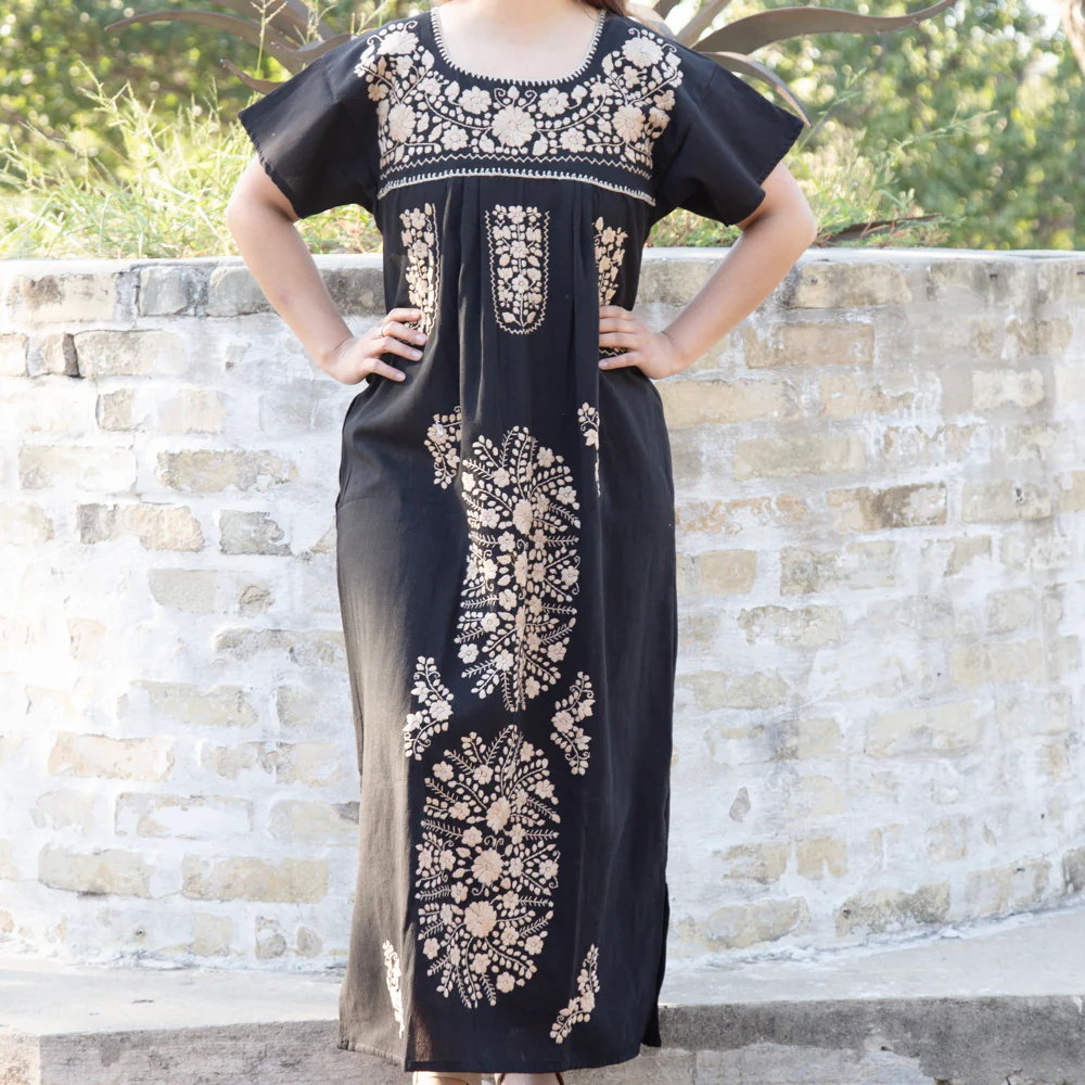 Chilac Floral Embroidered Mexican Long Dress - Image 38