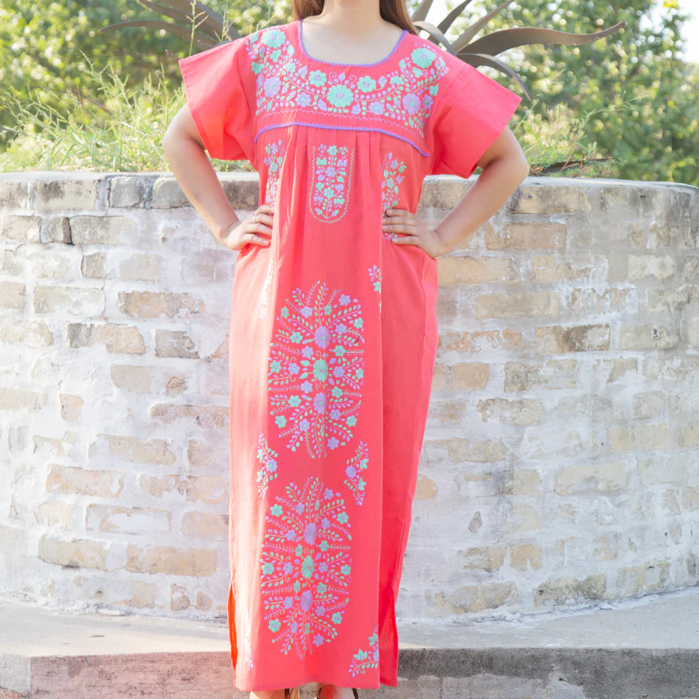 Chilac Floral Embroidered Mexican Long Dress - Image 39