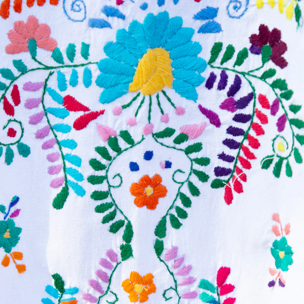 Chilac Floral Embroidered Mexican Long Dress - Image 4