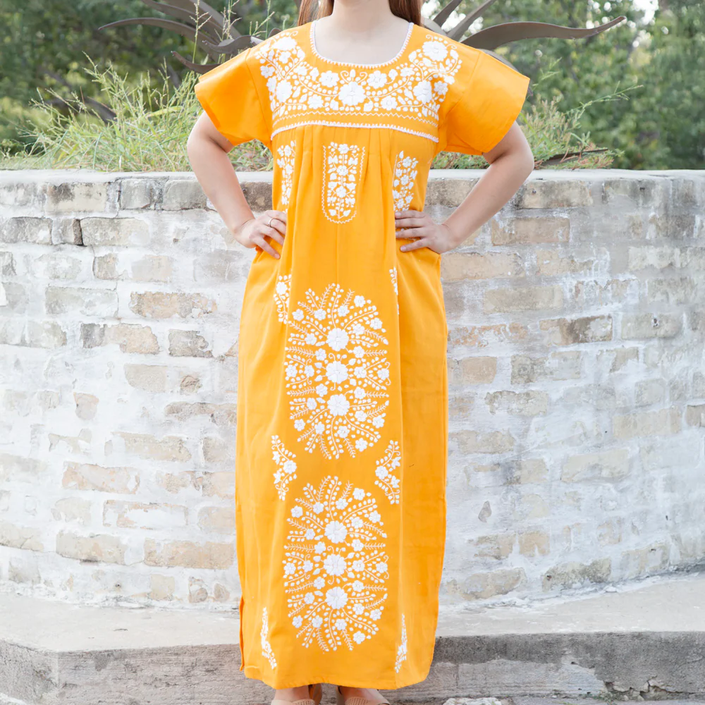 Chilac Floral Embroidered Mexican Long Dress - Image 40