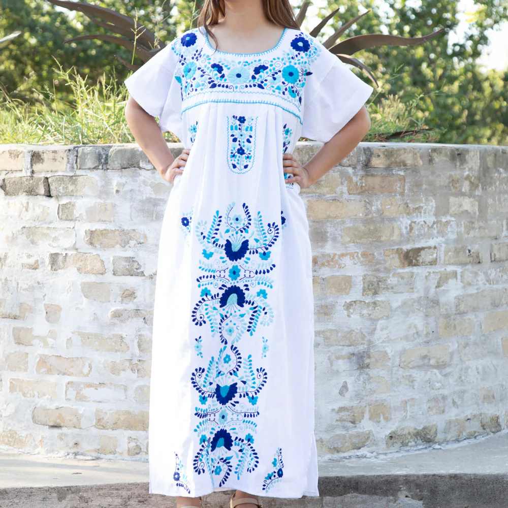 Chilac Floral Embroidered Mexican Long Dress - Image 42