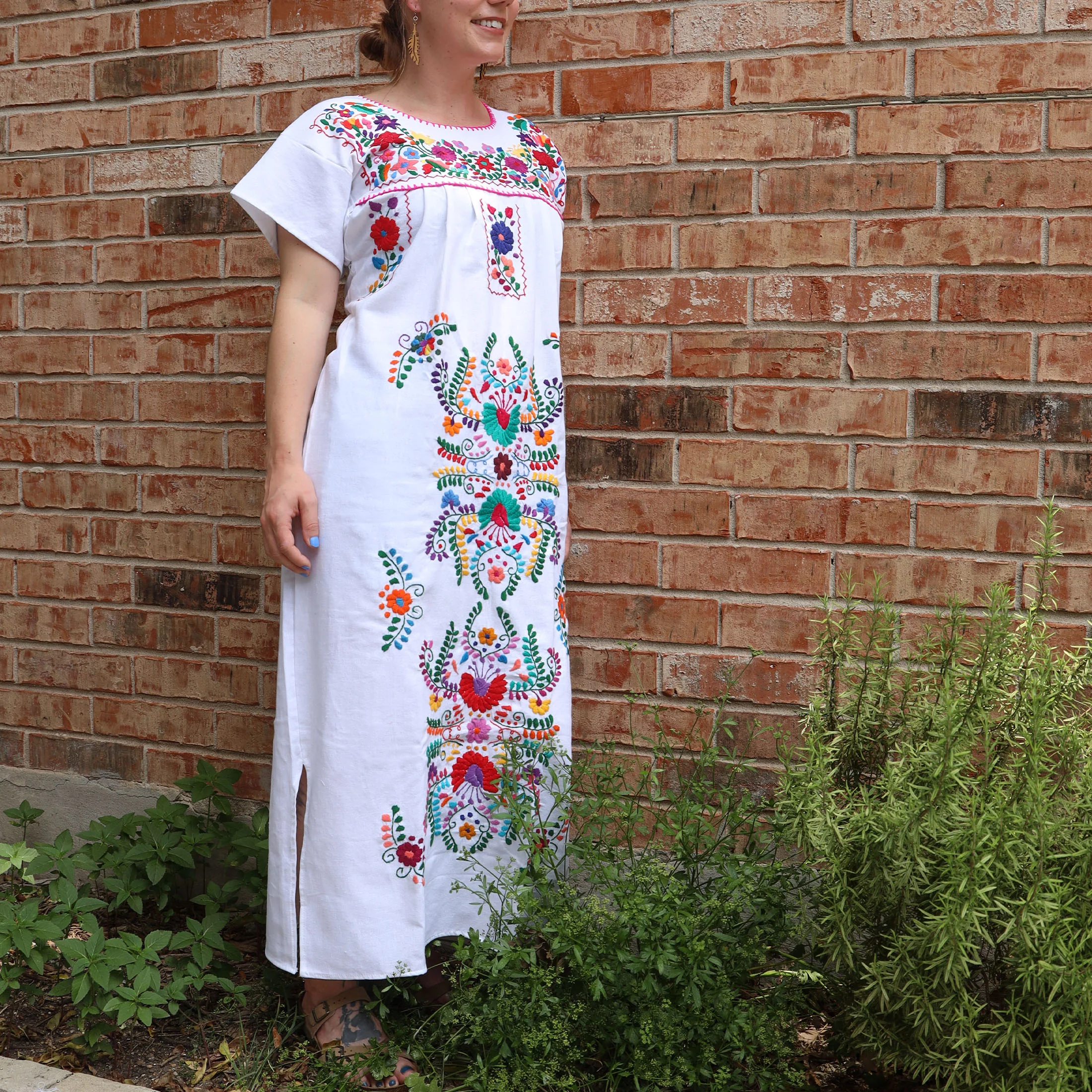 Chilac Floral Embroidered Mexican Long Dress - Image 5