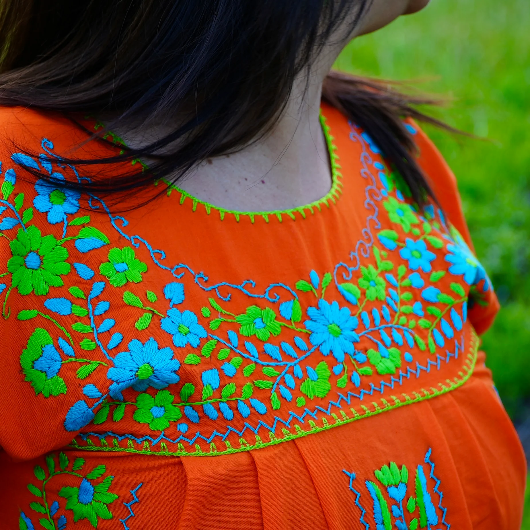 Chilac Floral Embroidered Mexican Long Dress - Image 6