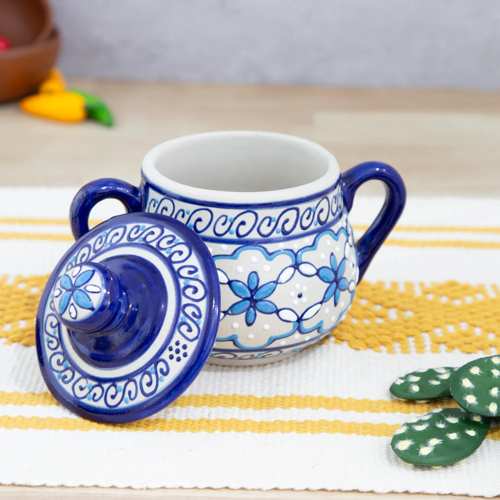 Coyoacán Hand-Painted Ceramic Krater Sugar Bowl - Image 3