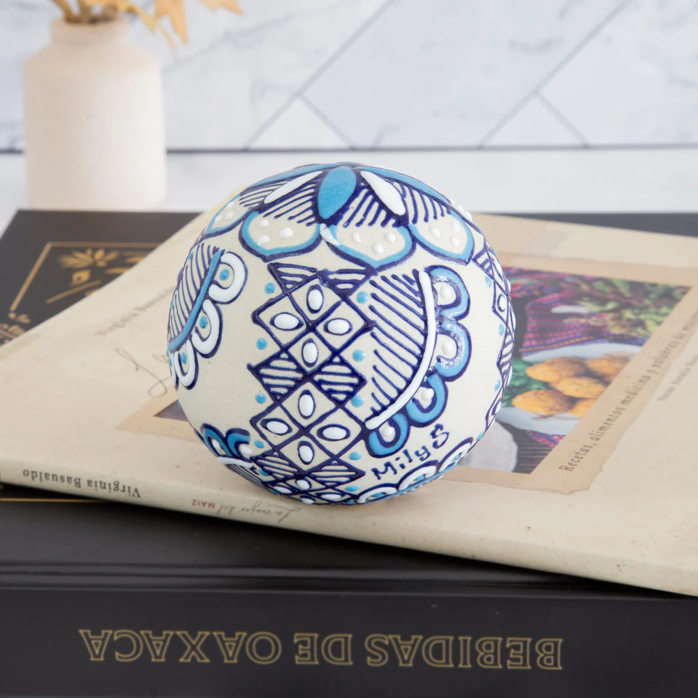 Coyoacán Hand-Painted Paperweight Sphere - Image 3