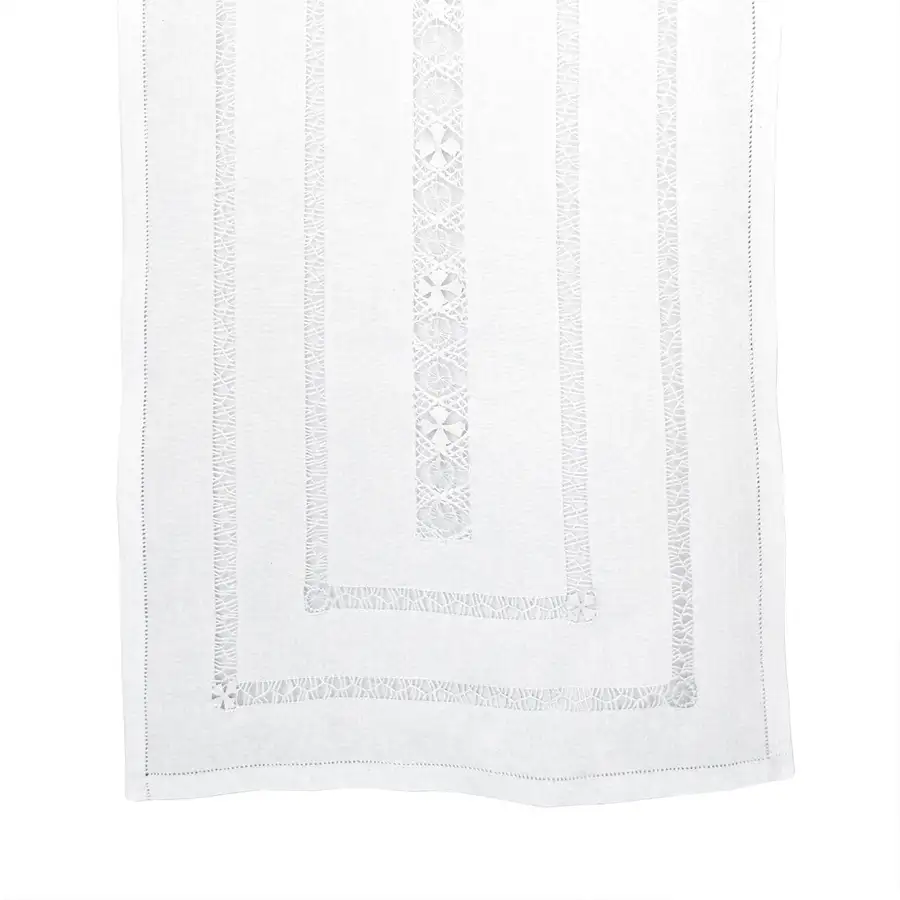 Cruces White Cotton Deshilado Table Runner - Image 5