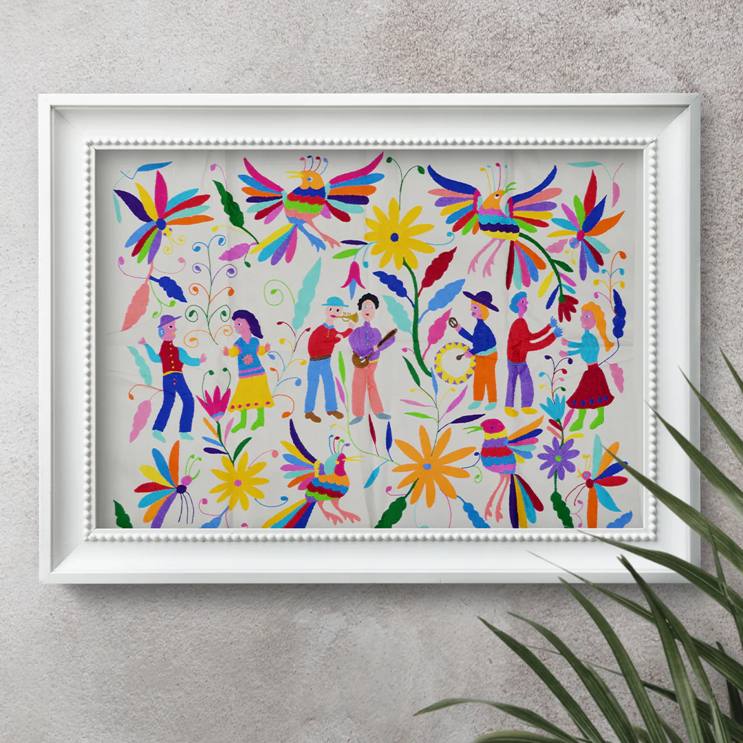 El Baile Otomí Hand-Embroidered Tapestry - Image 3