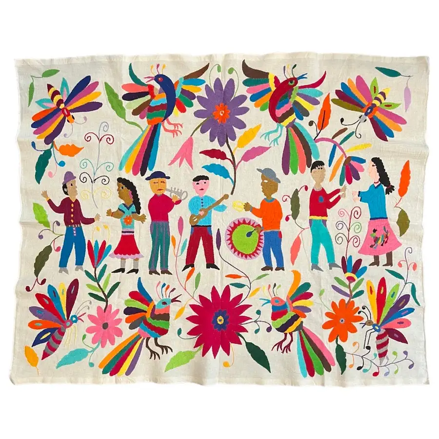 El Baile Otomí Hand-Embroidered Tapestry - Image 5