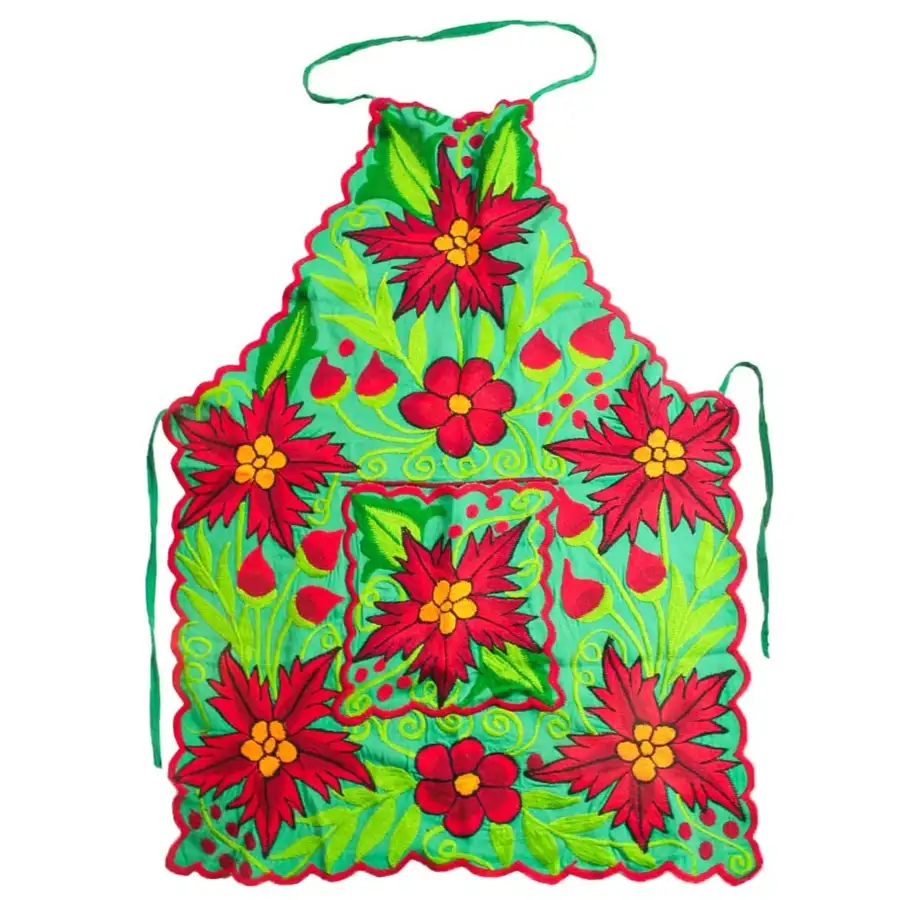 Embroidered Poinsettia Apron - Image 5