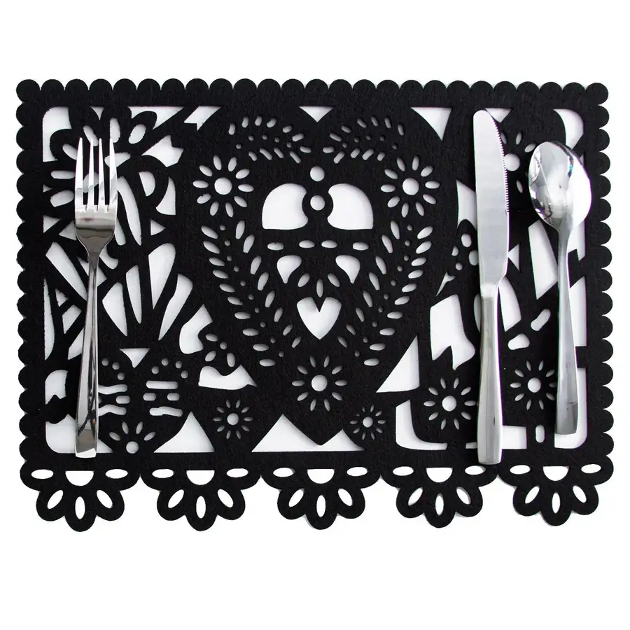 Felt "Papel Picado" Black Placemats (Set of 6) - Image 10