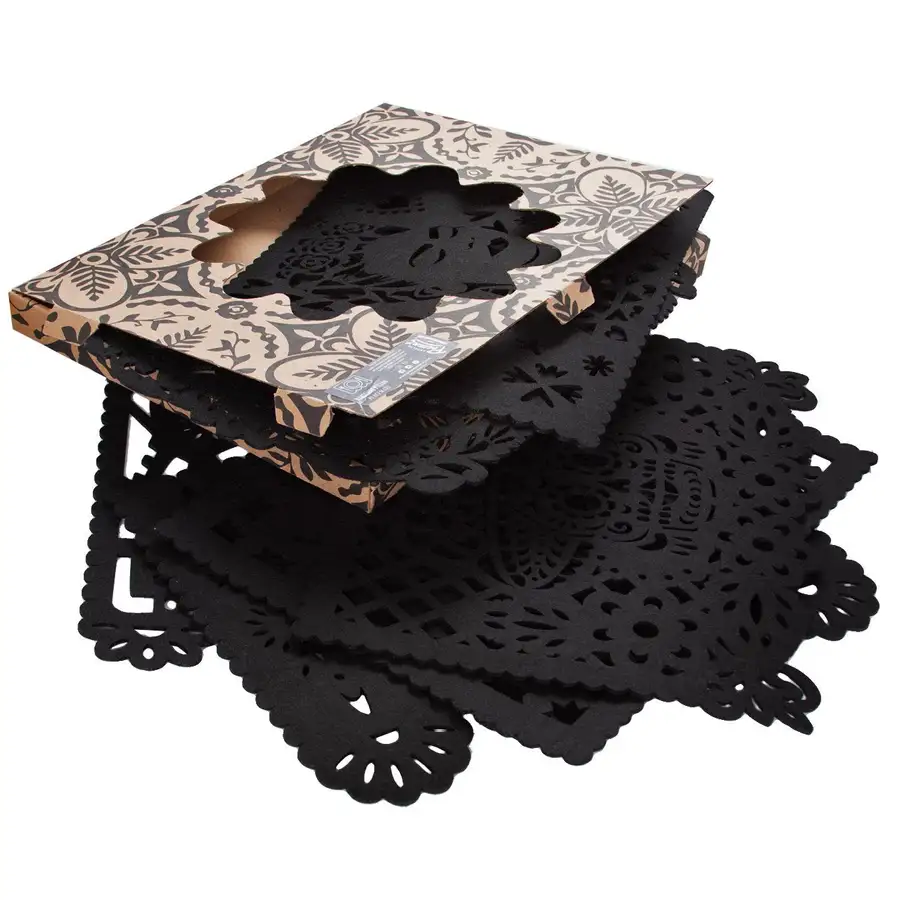 Felt "Papel Picado" Black Placemats (Set of 6) - Image 11