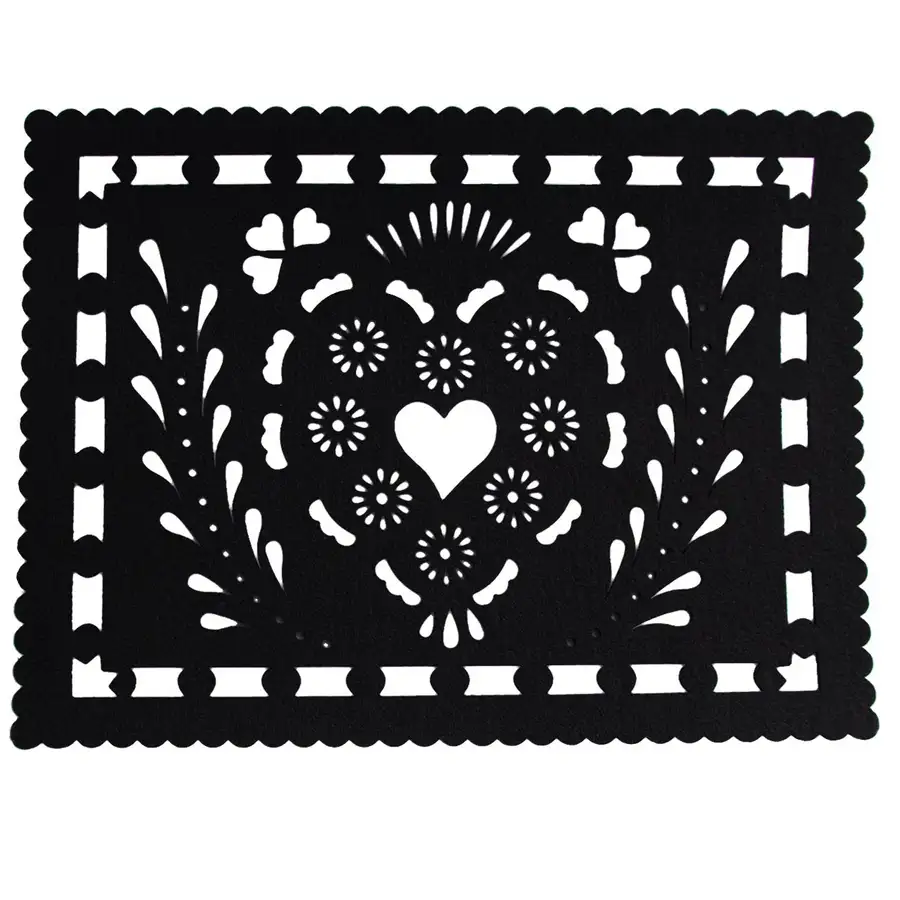 Felt "Papel Picado" Black Placemats (Set of 6) - Image 8