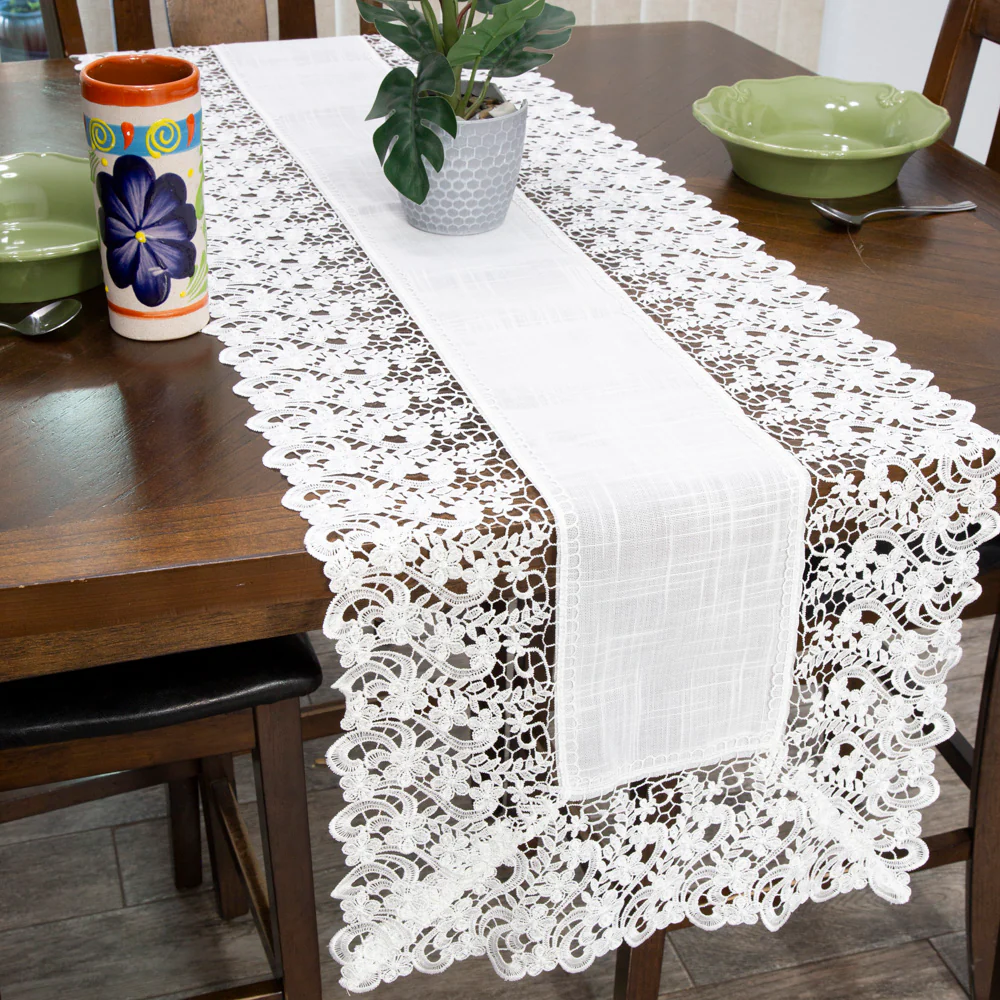 Guipir Flowers Cotton Deshilado Table Runner - Image 3