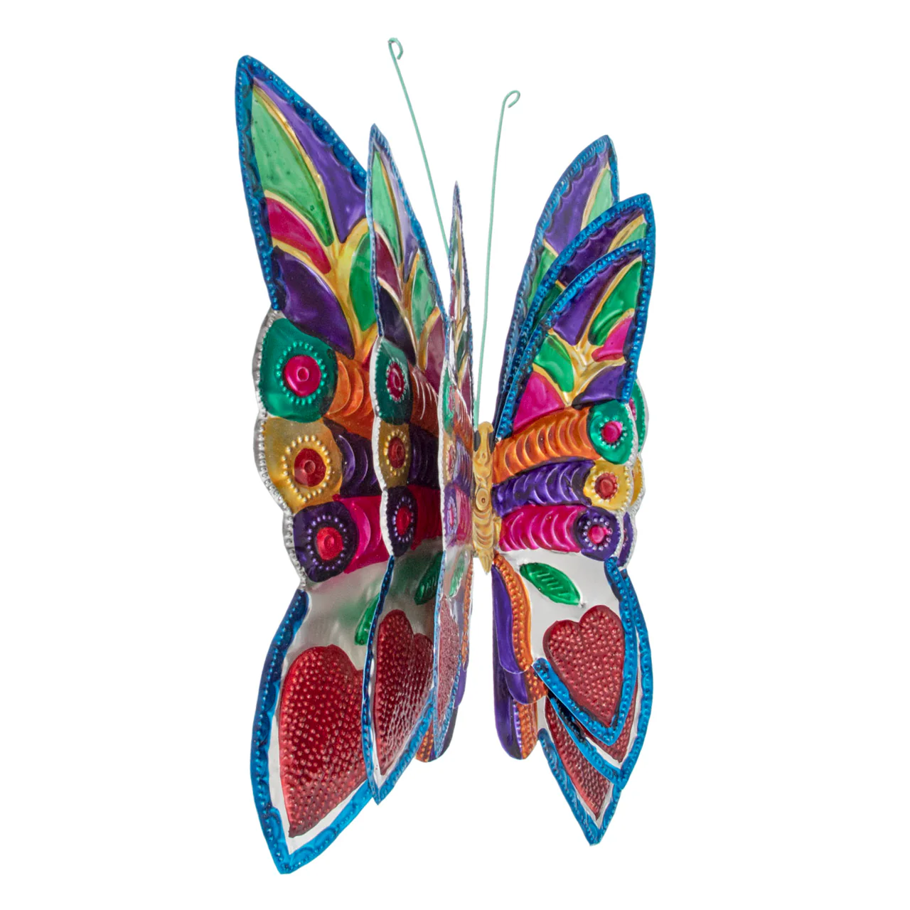 Hand-Painted Butterflies Set of 3 Milagro Tin Art - Image 4