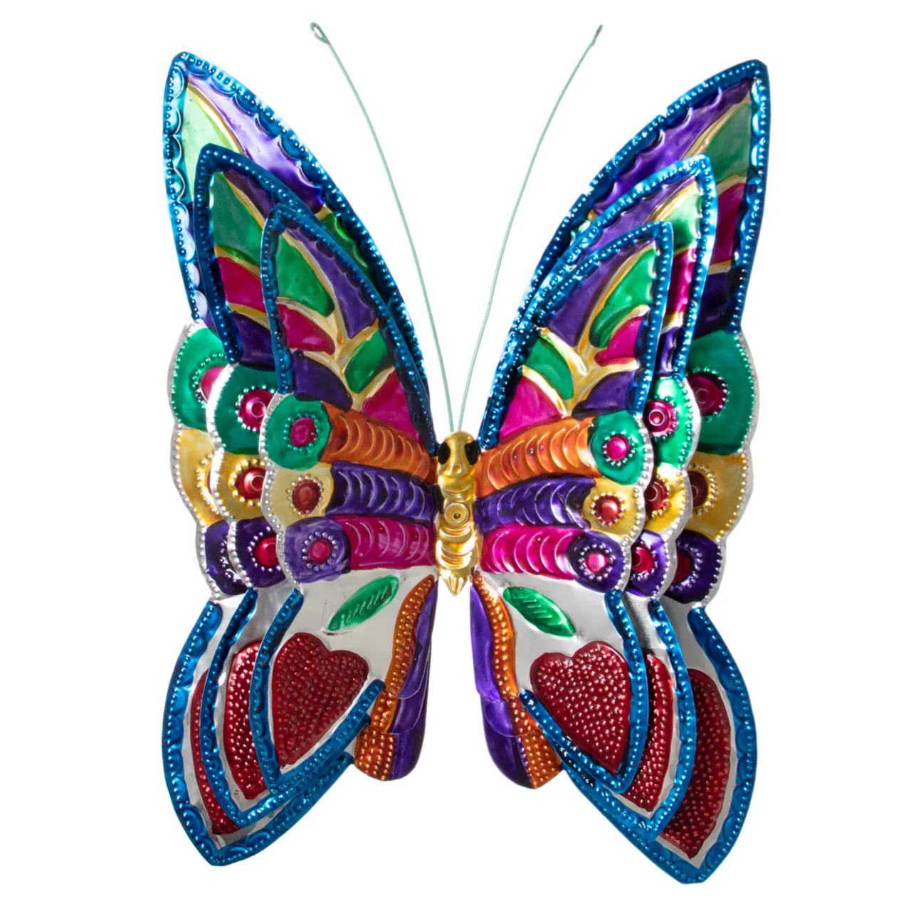 Hand-Painted Butterflies Set of 3 Milagro Tin Art - Image 5