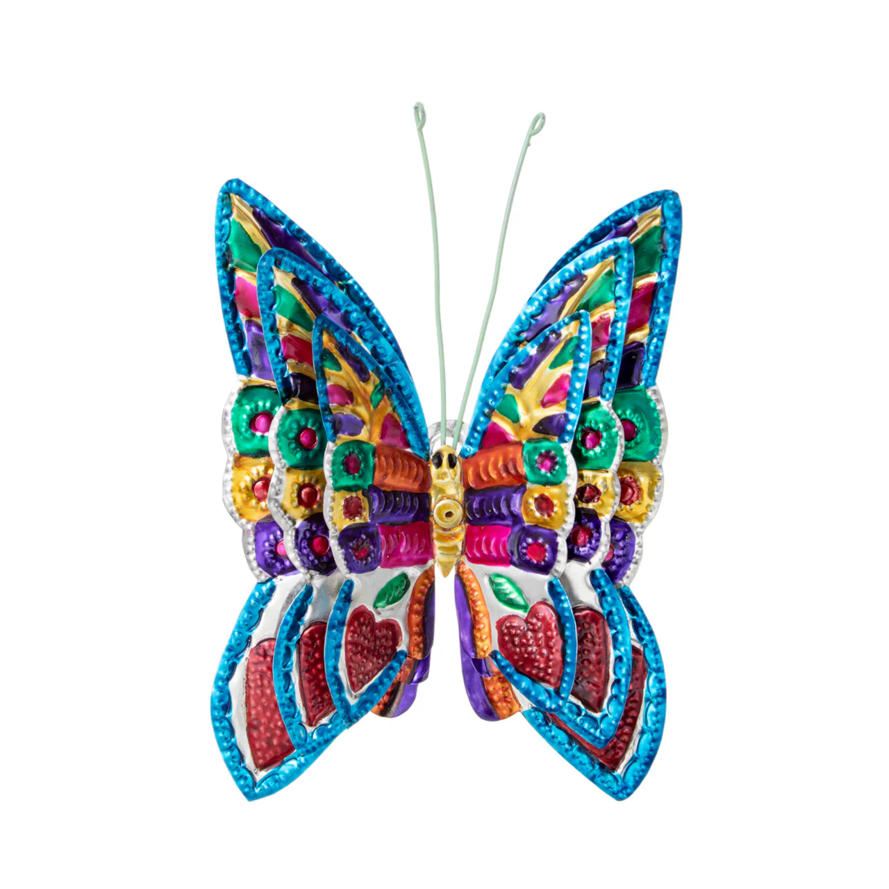 Hand-Painted Butterflies Set of 3 Milagro Tin Art - Image 6