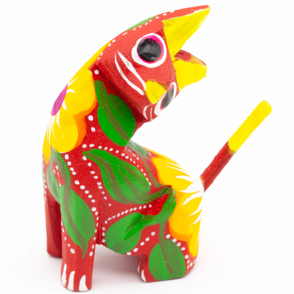 Hand Painted Neck Side Bend Cat Wooden Figurine - Image 11