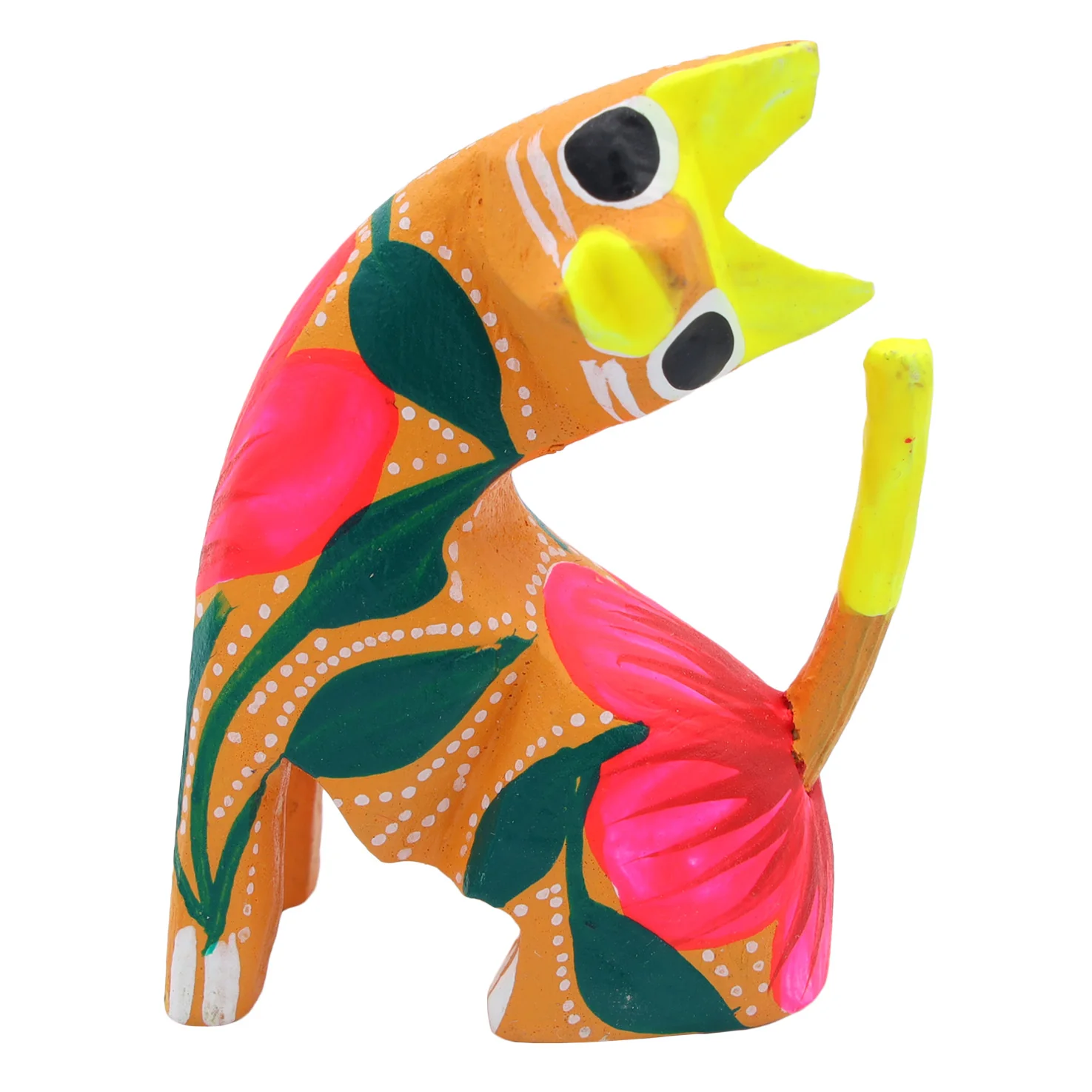 Hand Painted Neck Side Bend Cat Wooden Figurine - Image 6