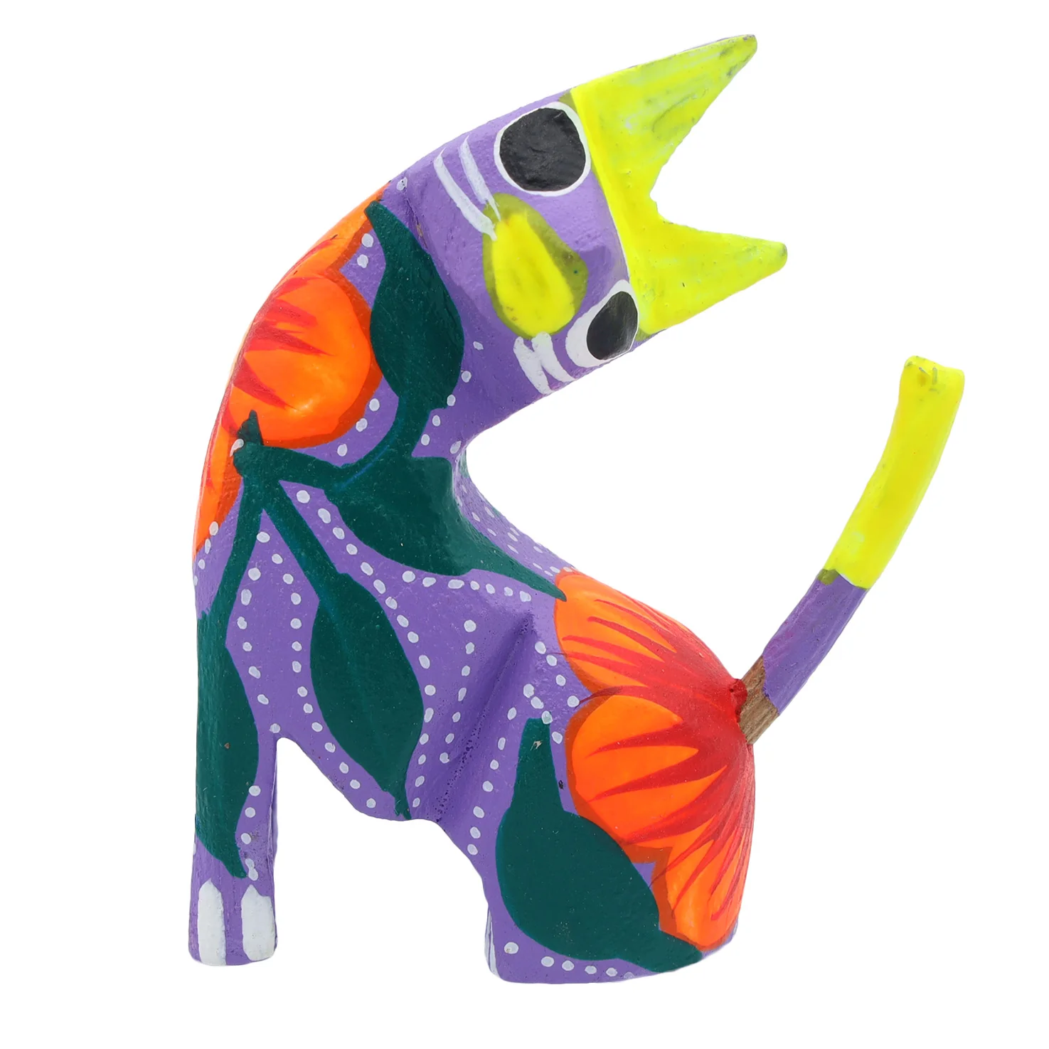 Hand Painted Neck Side Bend Cat Wooden Figurine - Image 7