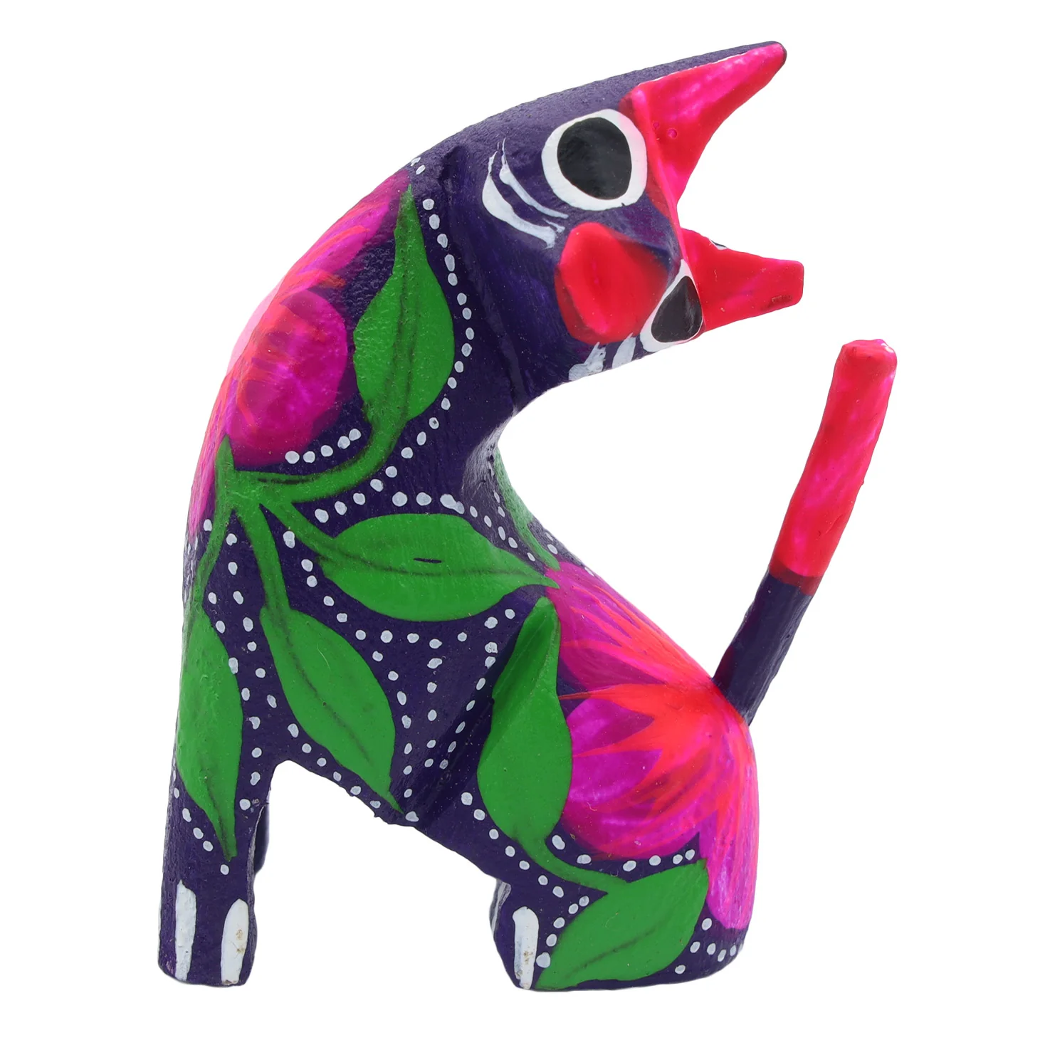 Hand Painted Neck Side Bend Cat Wooden Figurine - Image 8