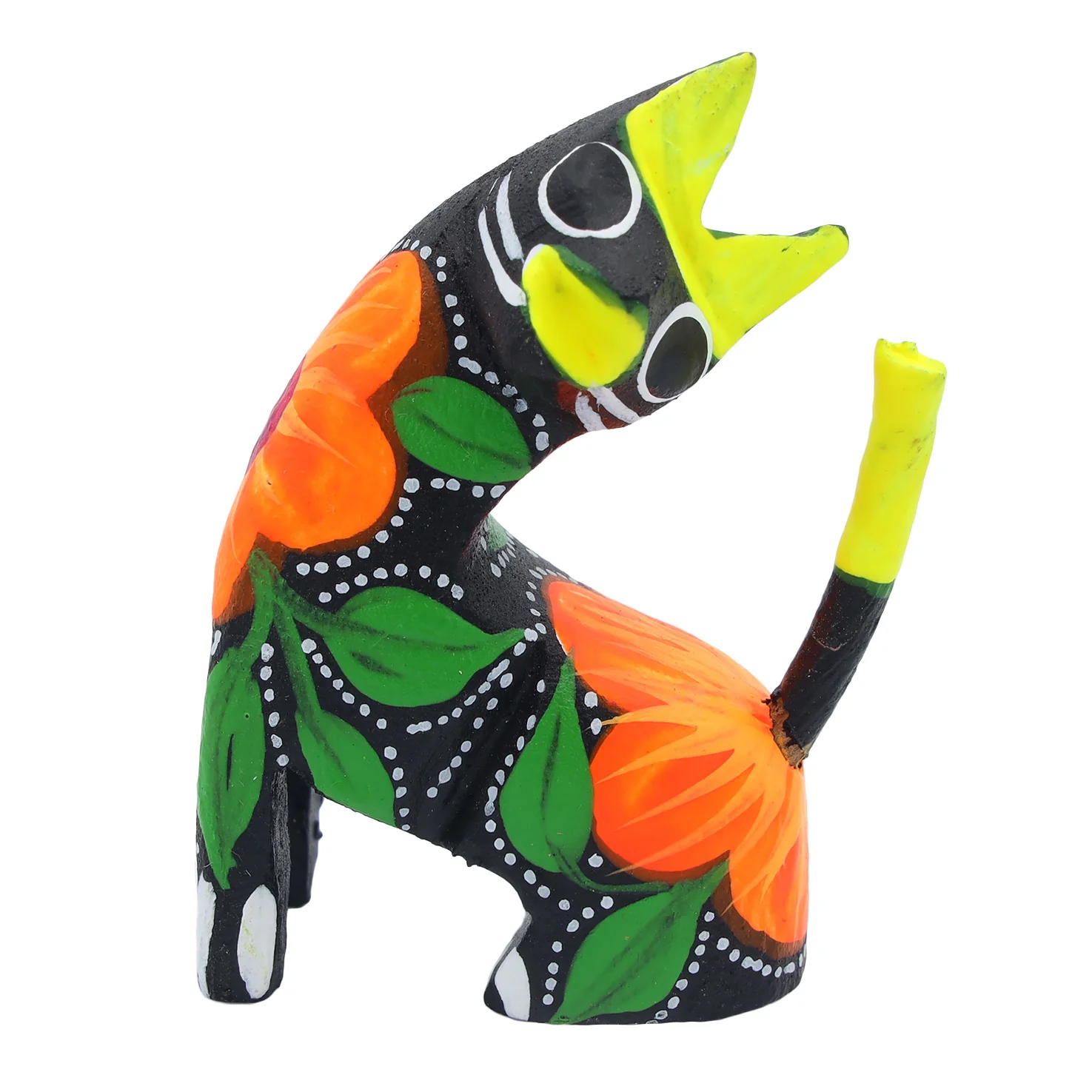 Hand Painted Neck Side Bend Cat Wooden Figurine - Image 9