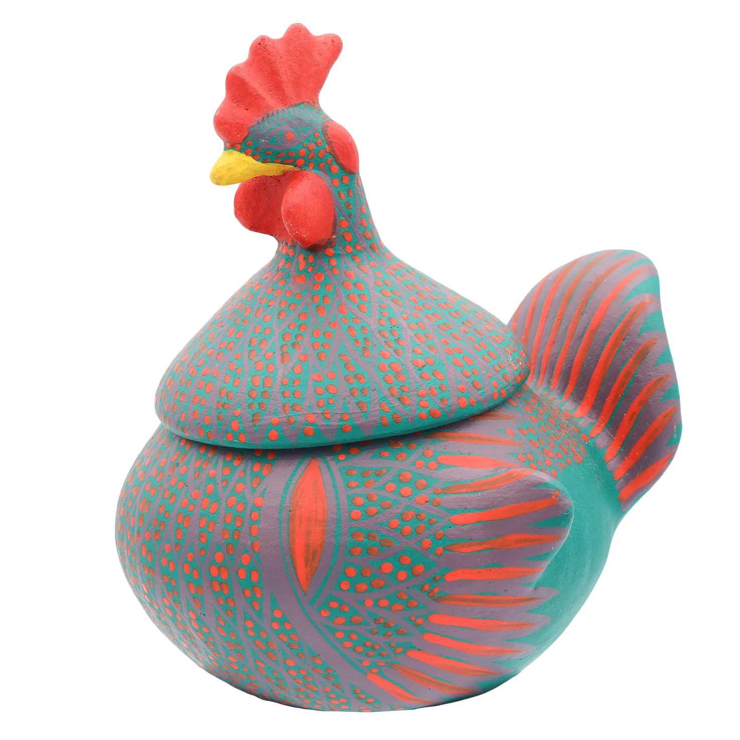 Hand Painted Clay Chicken Bowl with Lid - Image 13