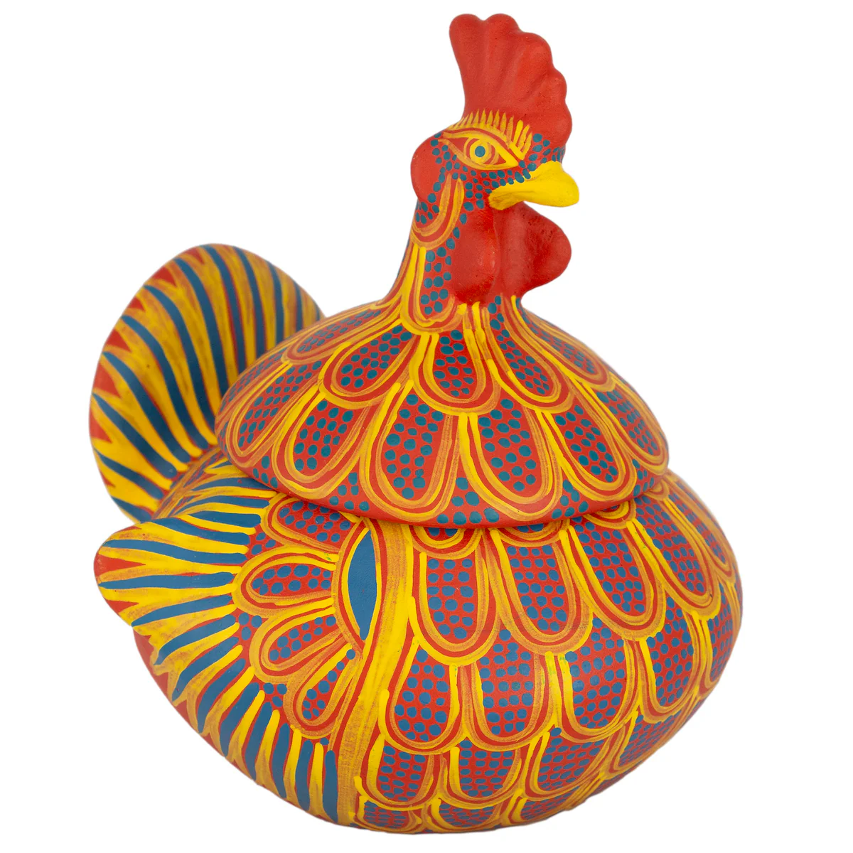 Hand Painted Clay Chicken Bowl with Lid - Image 14
