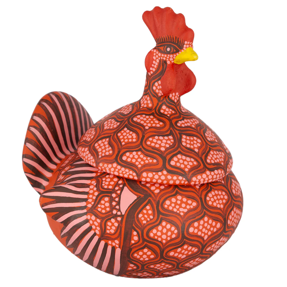 Hand Painted Clay Chicken Bowl with Lid - Image 15