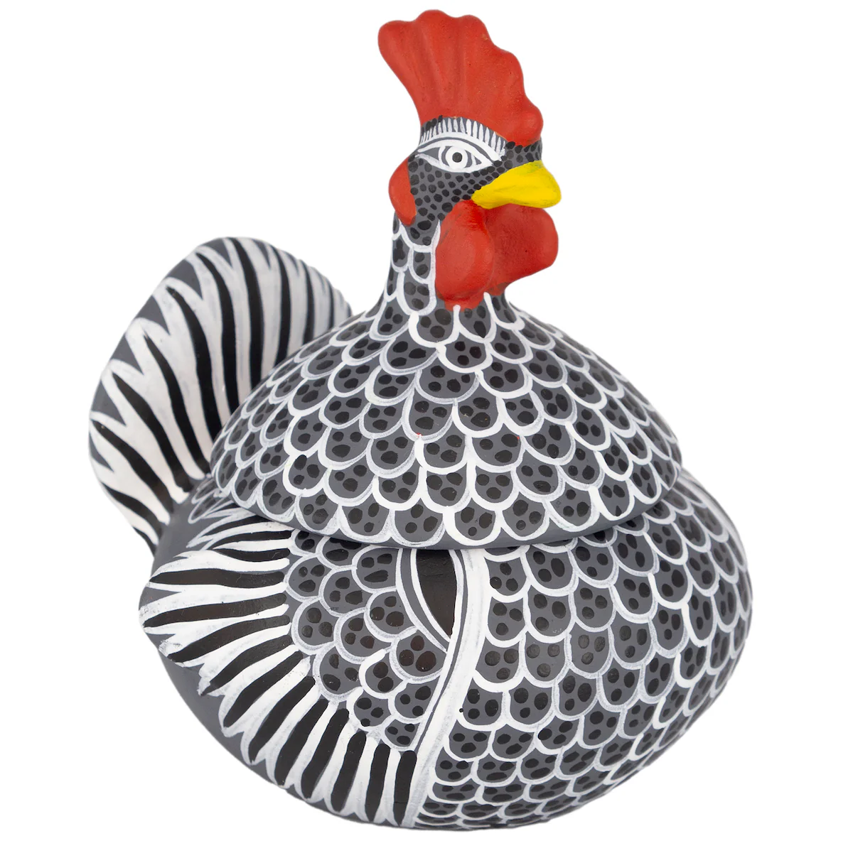 Hand Painted Clay Chicken Bowl with Lid - Image 16