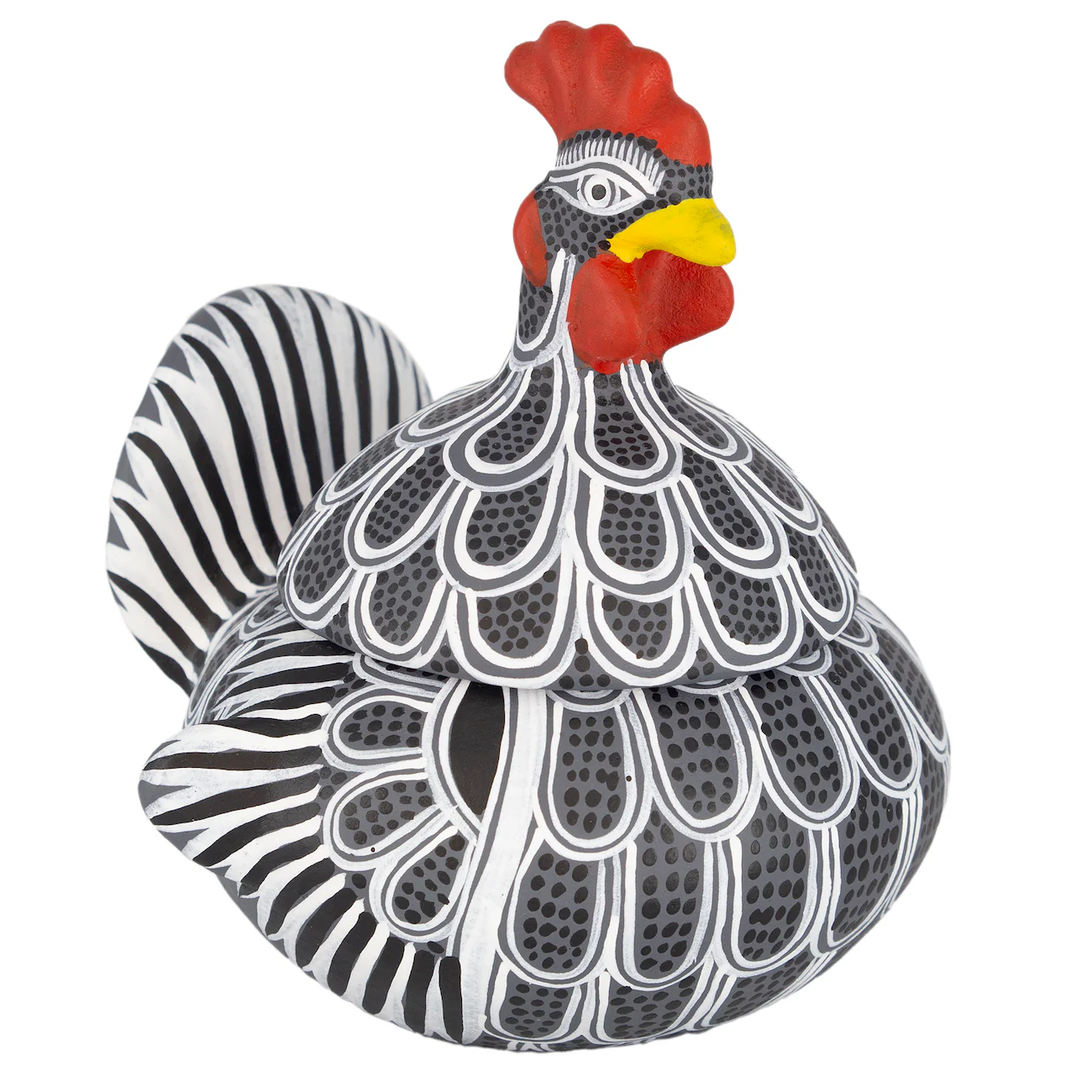 Hand Painted Clay Chicken Bowl with Lid - Image 17