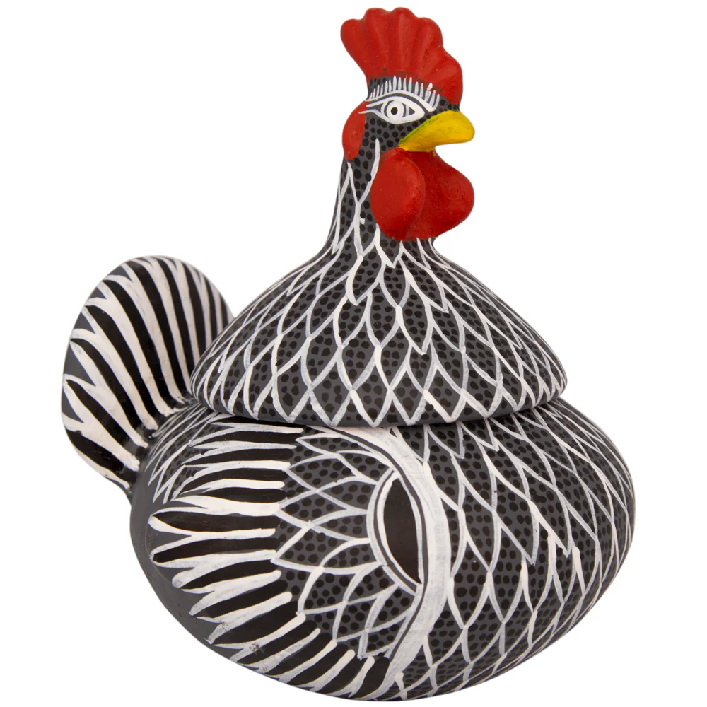 Hand Painted Clay Chicken Bowl with Lid - Image 18