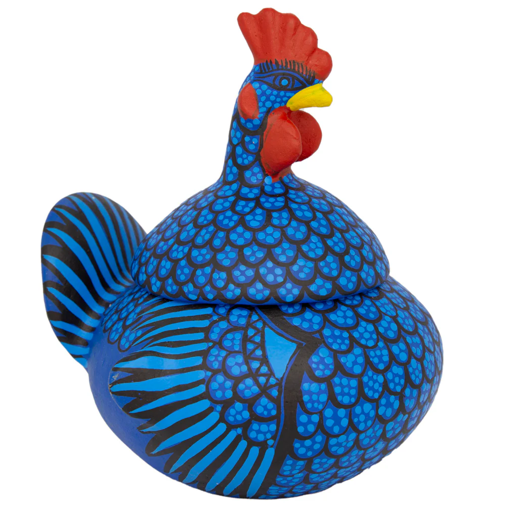 Hand Painted Clay Chicken Bowl with Lid - Image 19