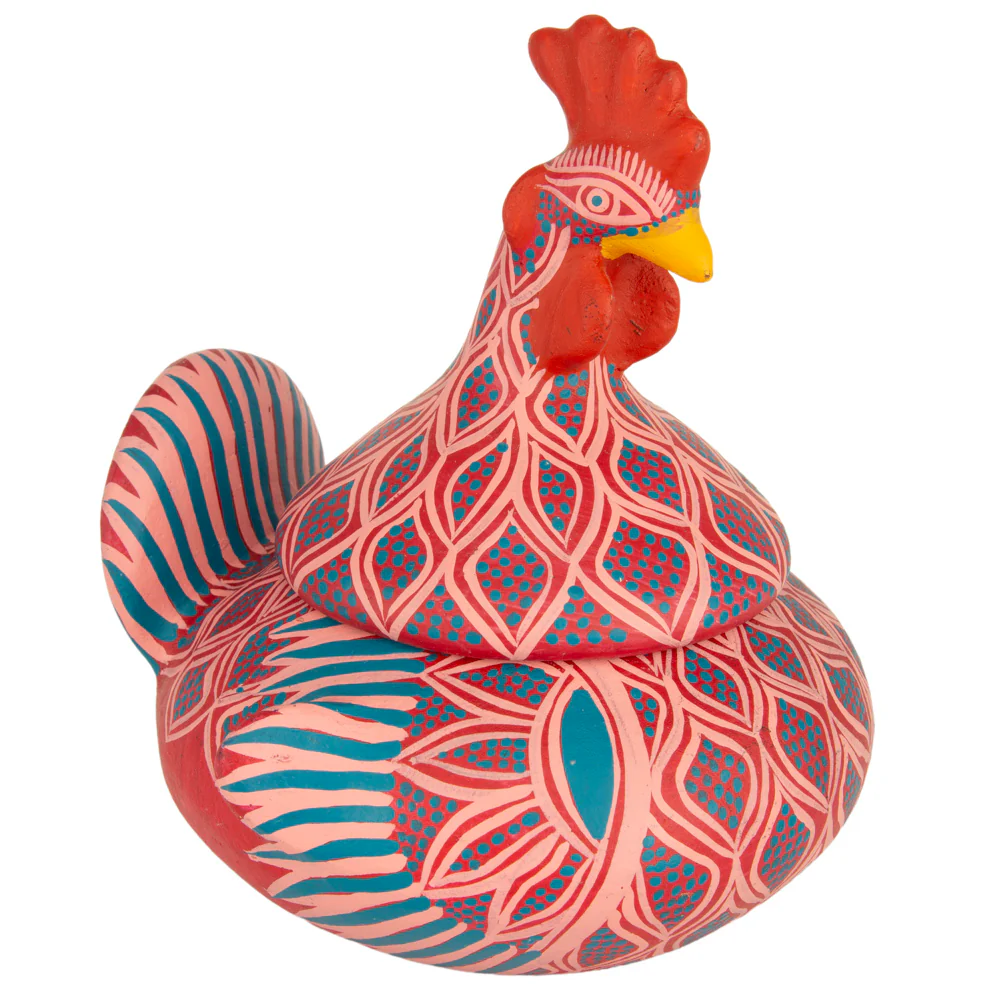 Hand Painted Clay Chicken Bowl with Lid - Image 20