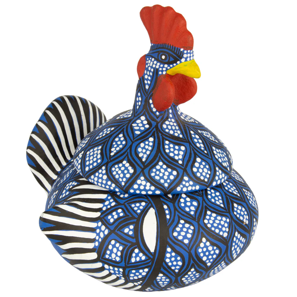 Hand Painted Clay Chicken Bowl with Lid - Image 21