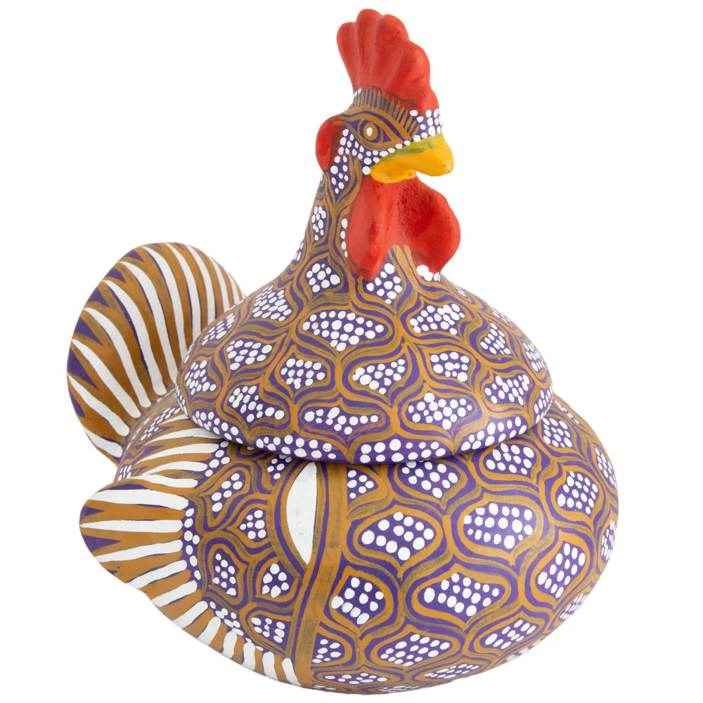 Hand Painted Clay Chicken Bowl with Lid - Image 23