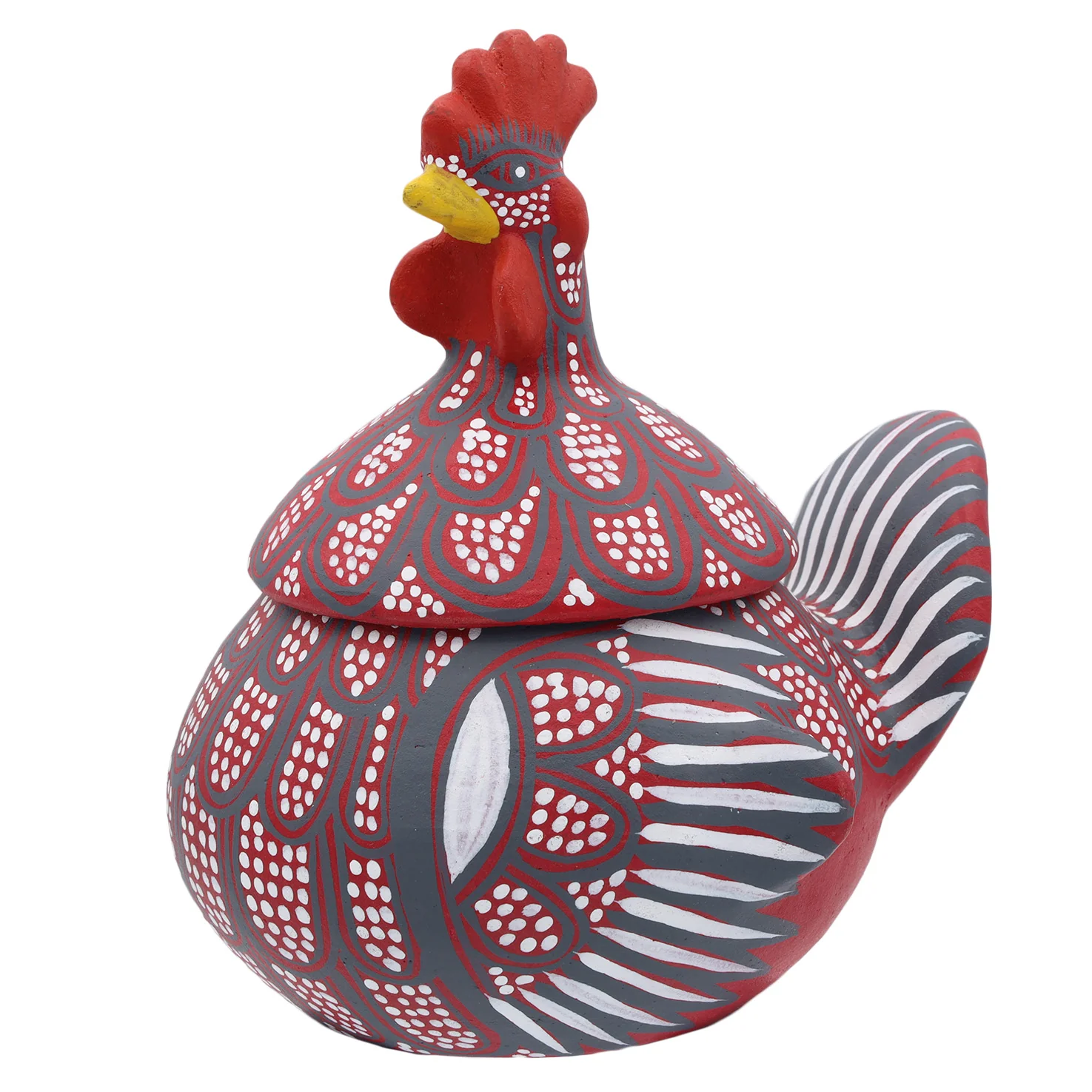 Hand Painted Clay Chicken Bowl with Lid - Image 8