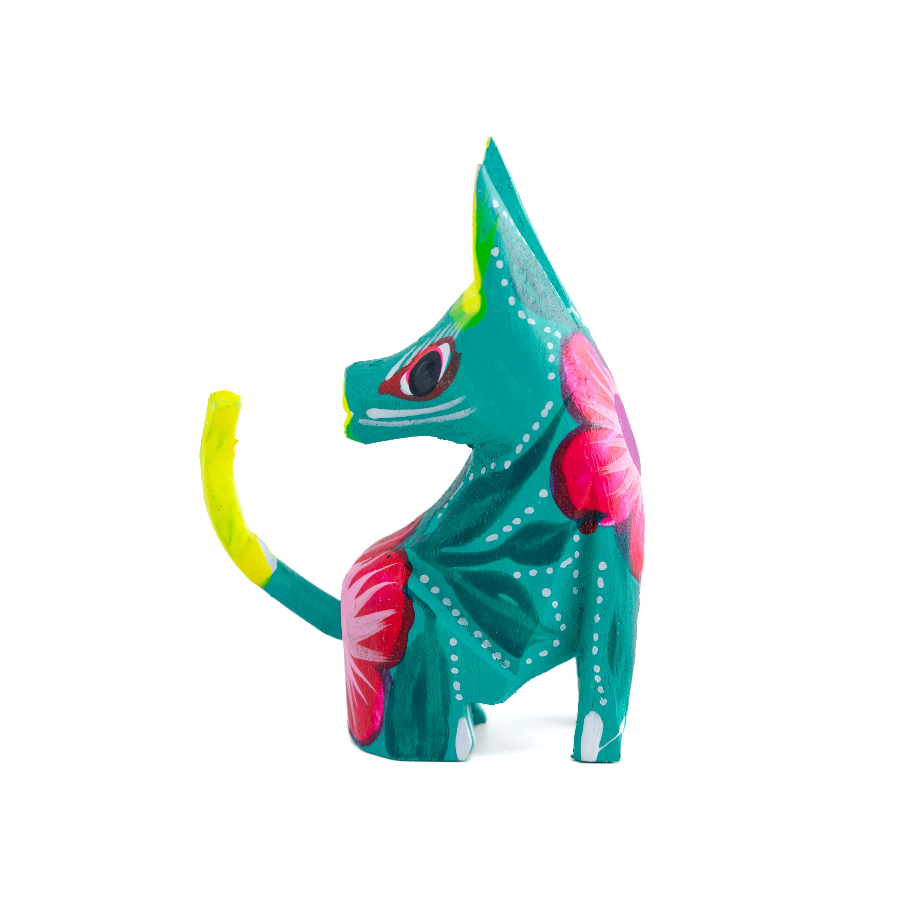 Hand Painted Head Turned Coyote Wooden Figurine - Image 10