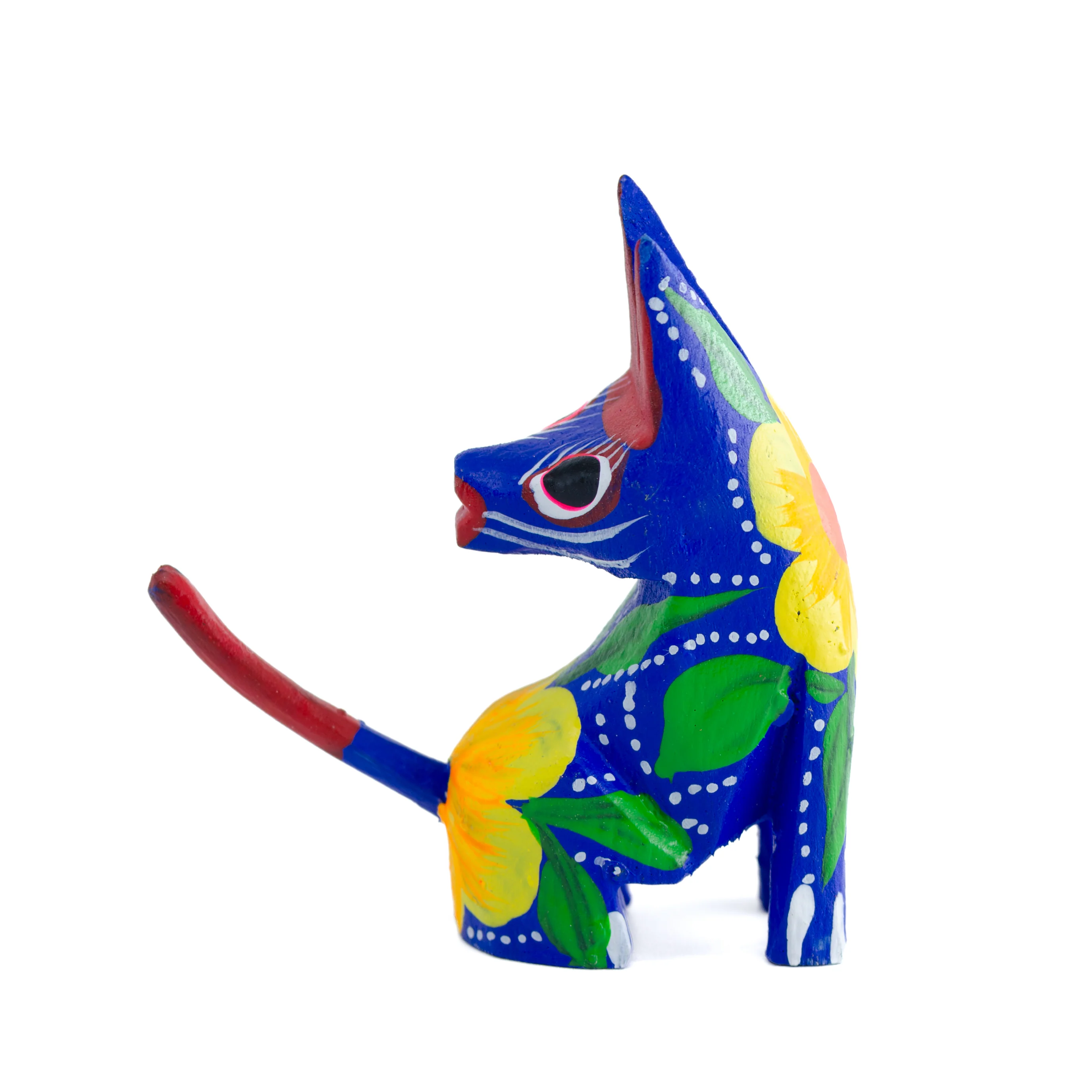 Hand Painted Head Turned Coyote Wooden Figurine - Image 12