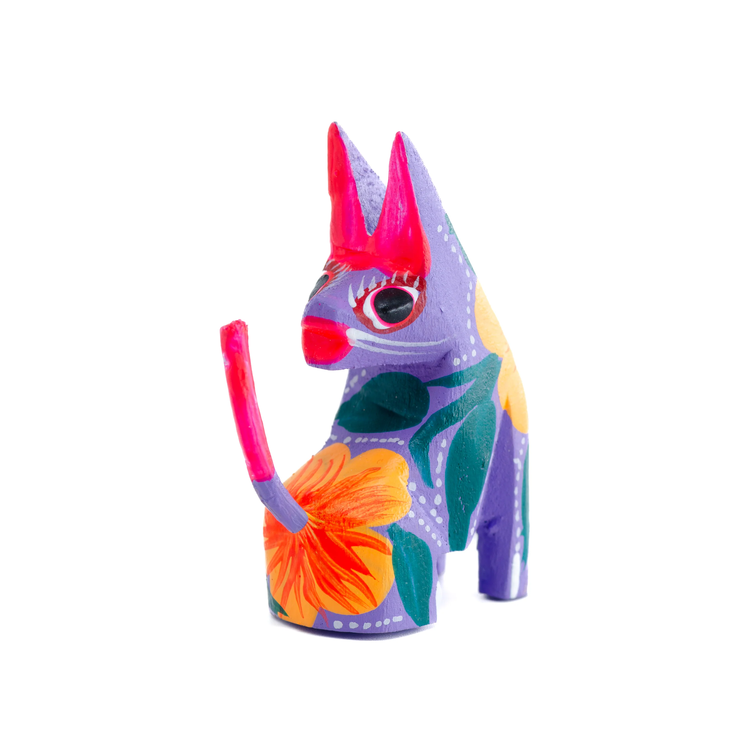 Hand Painted Head Turned Coyote Wooden Figurine - Image 5