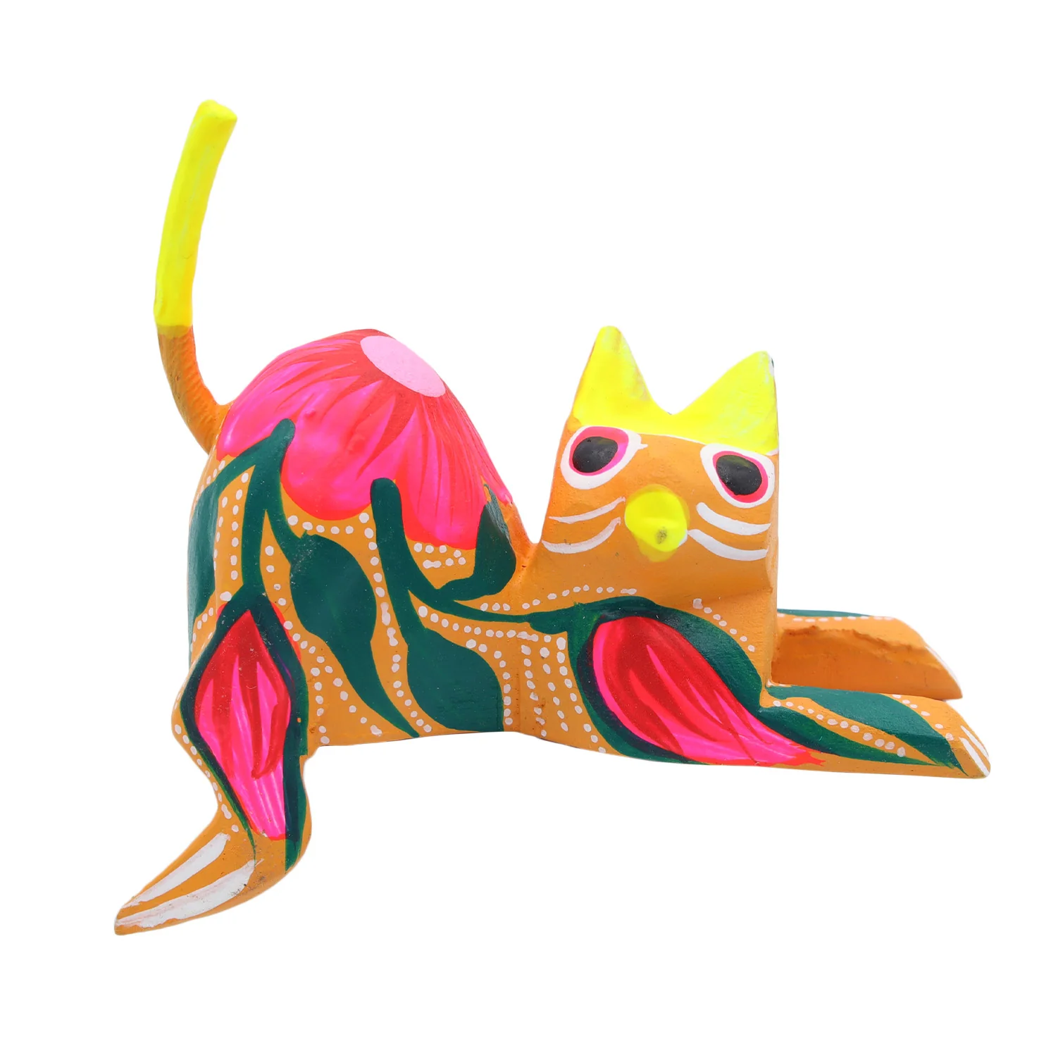 Hand Painted and Carved Hanging Cat Wooden Figurine Alebrije - Image 11