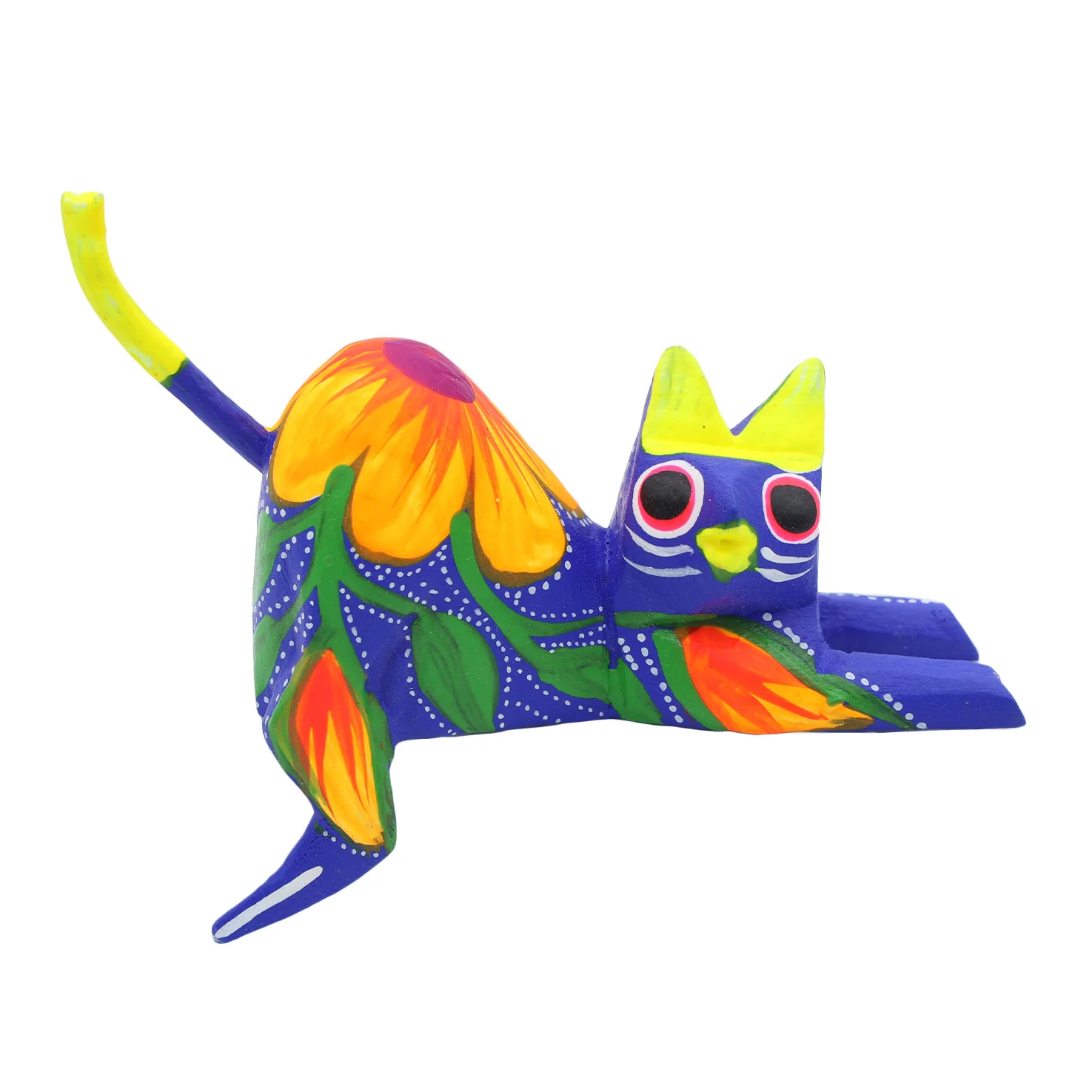 Hand Painted and Carved Hanging Cat Wooden Figurine Alebrije - Image 12