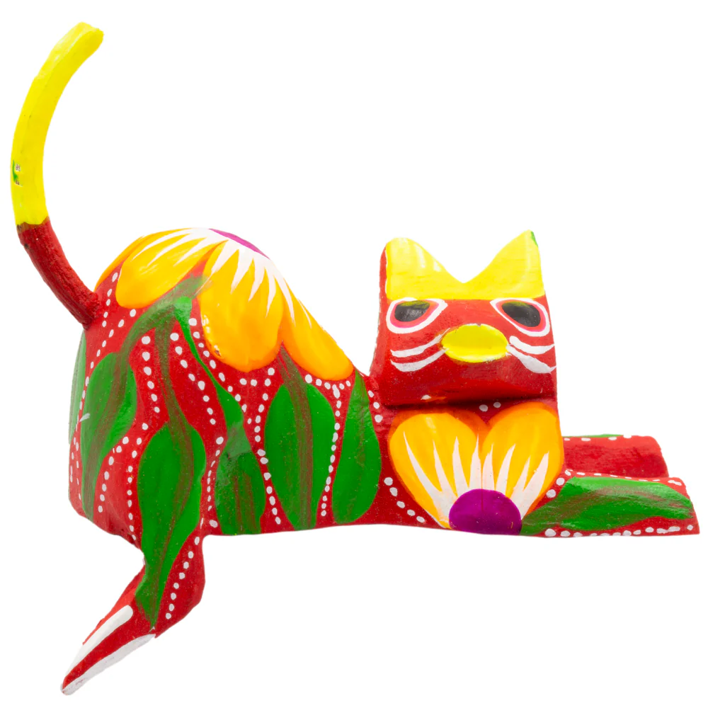 Hand Painted and Carved Hanging Cat Wooden Figurine Alebrije - Image 14