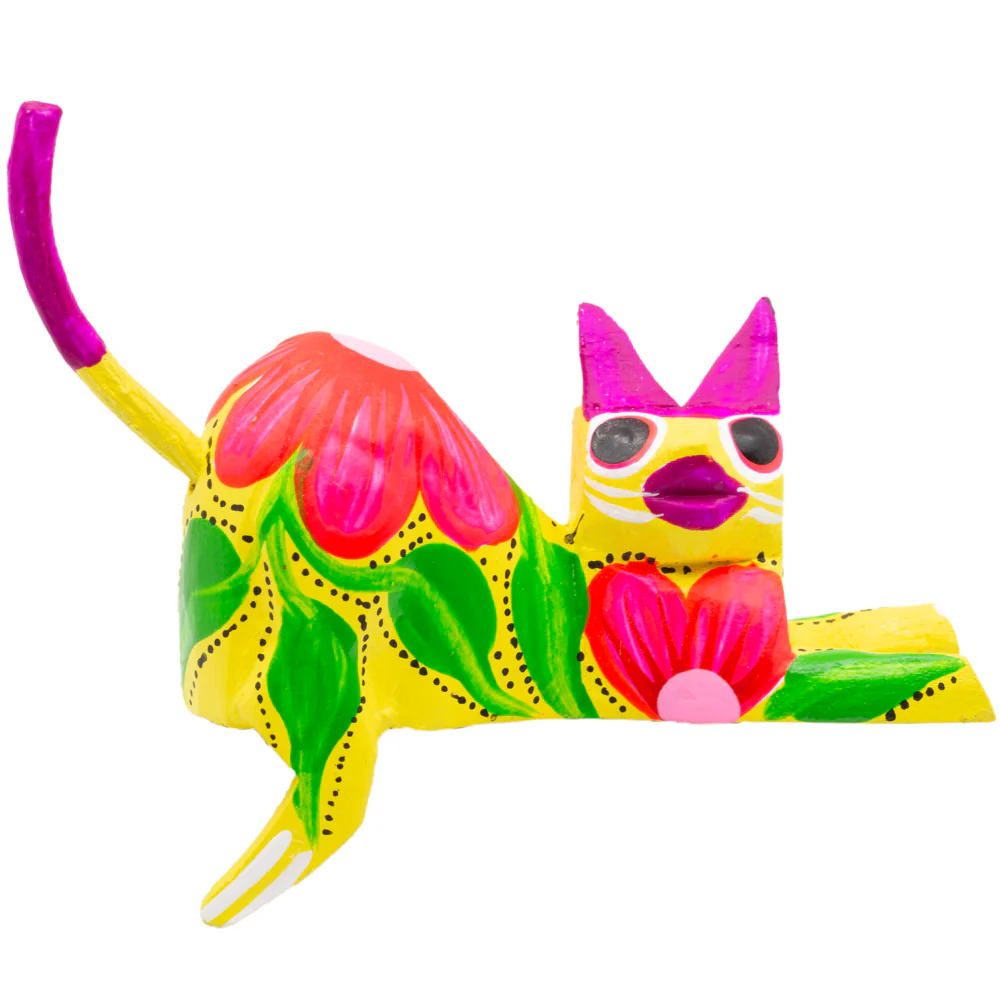 Hand Painted and Carved Hanging Cat Wooden Figurine Alebrije - Image 15