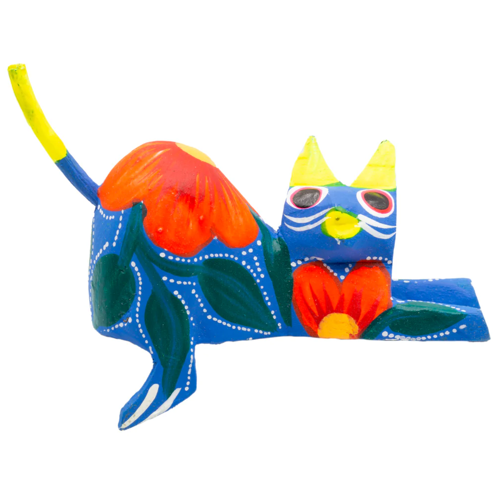 Hand Painted and Carved Hanging Cat Wooden Figurine Alebrije - Image 16