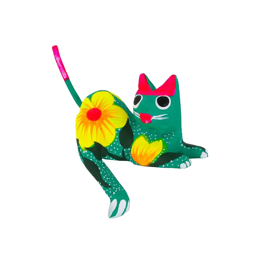 Hand Painted and Carved Hanging Cat Wooden Figurine Alebrije - Image 4