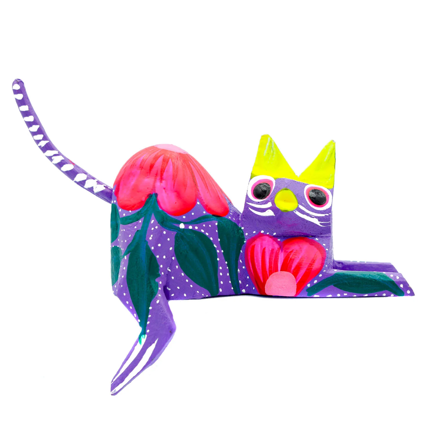 Hand Painted and Carved Hanging Cat Wooden Figurine Alebrije - Image 6