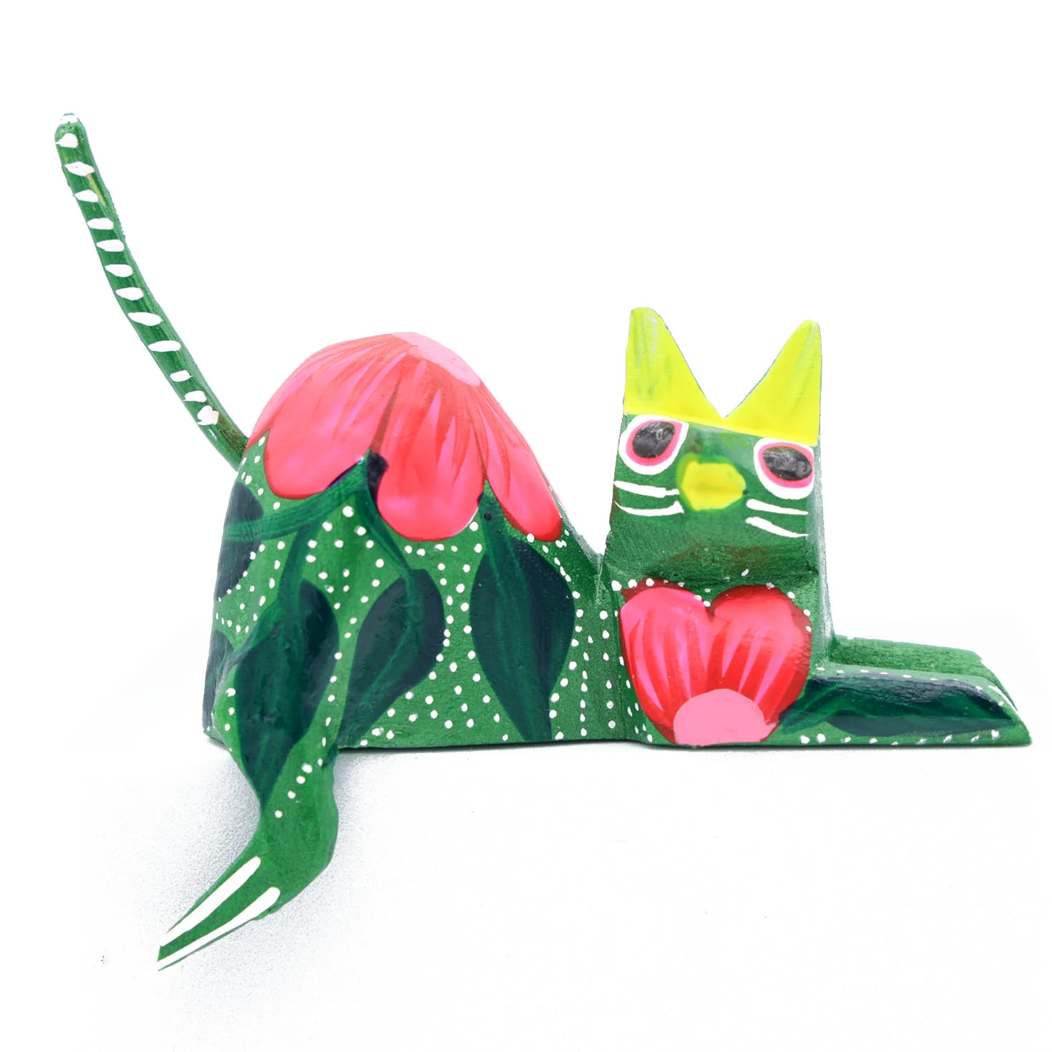 Hand Painted and Carved Hanging Cat Wooden Figurine Alebrije - Image 7