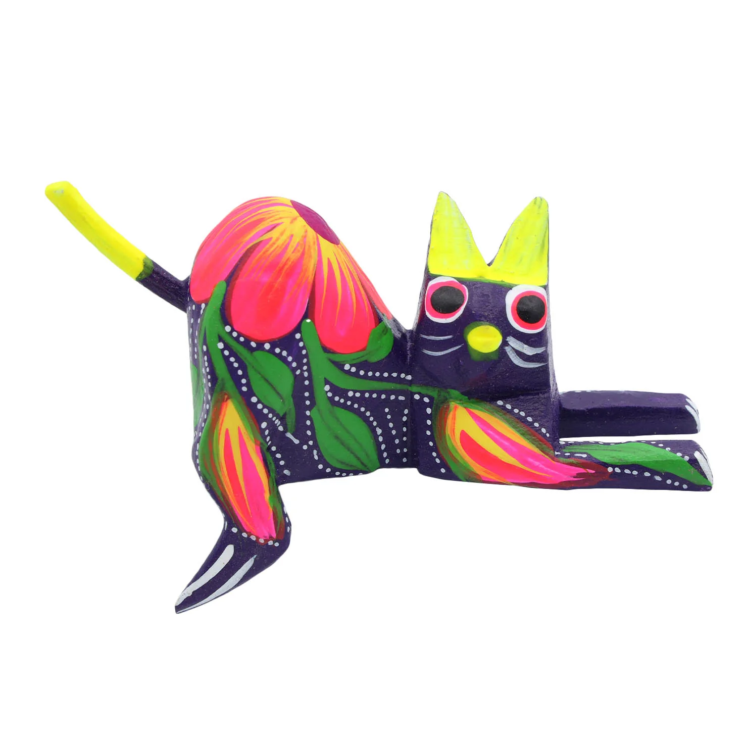 Hand Painted and Carved Hanging Cat Wooden Figurine Alebrije - Image 8